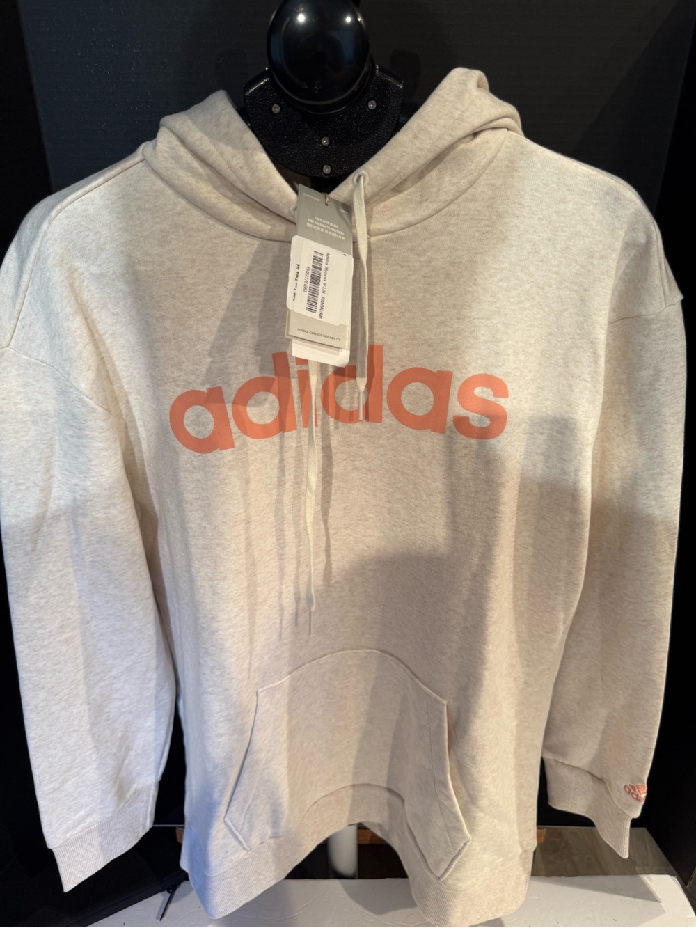 adidas unisex Cream Hoodie with Coral Logo size M